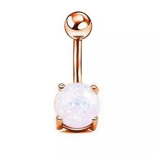 🎉 New Rose Gold Glittery Stone Bellybutton Ring